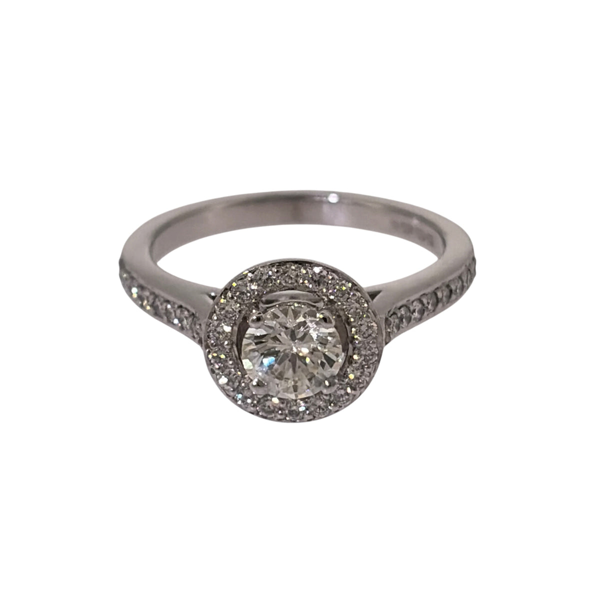 18ct White Gold & Diamond Halo Ring