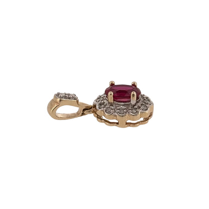 9ct Gold Diamond & Ruby Cluster Pendant