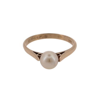 9ct Gold & Pearl Solitaire Ring