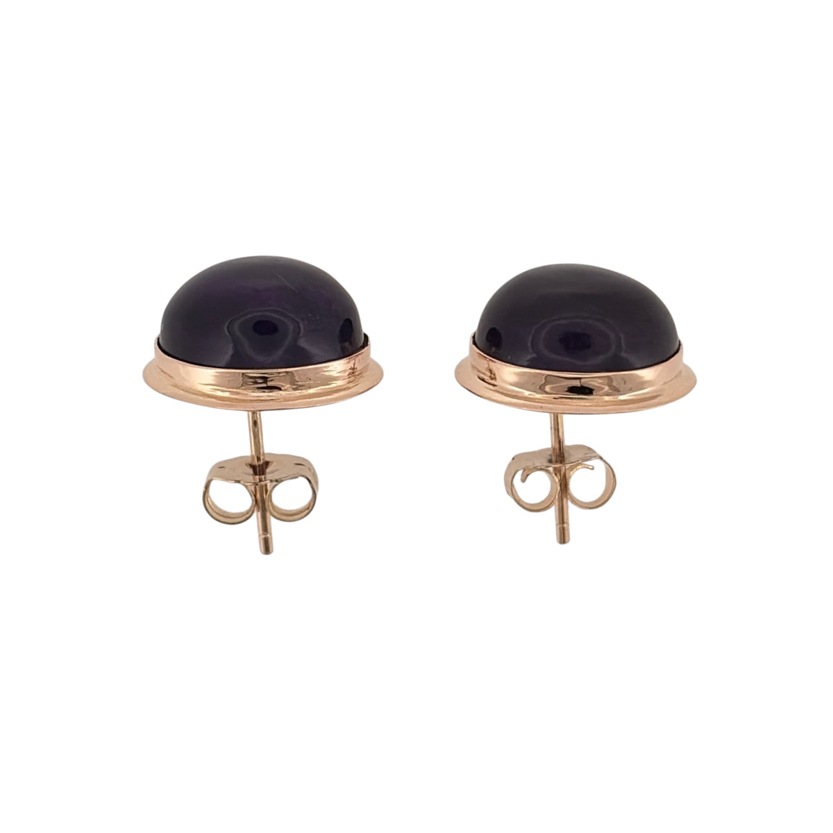 9ct Gold & Purple Stone Oval Stud Earrings