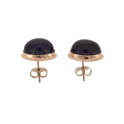 9ct Gold & Purple Stone Oval Stud Earrings