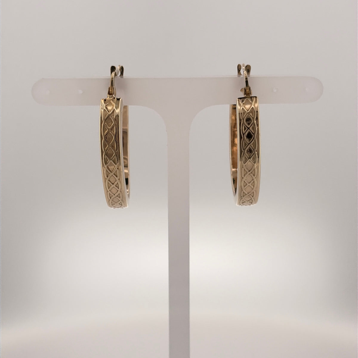 9ct Gold Celtic Weave Oval Creole Earrings