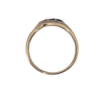 9ct Gold Diamond & Sapphire Twist Trilogy Ring