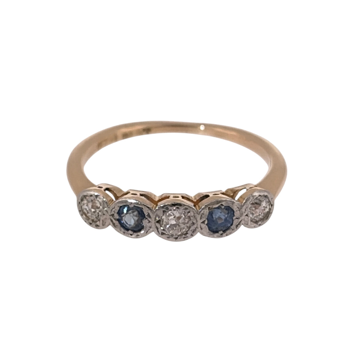 18ct Gold & Platinum Diamond & Sapphire Band Ring