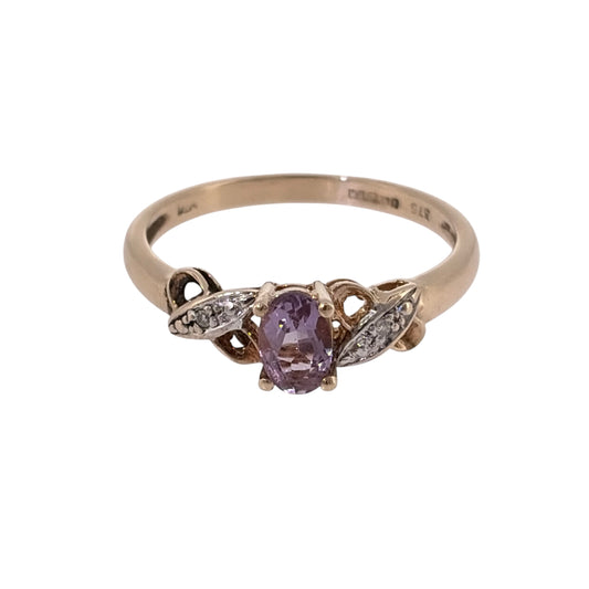 9ct Gold Diamond & Amethyst Ring