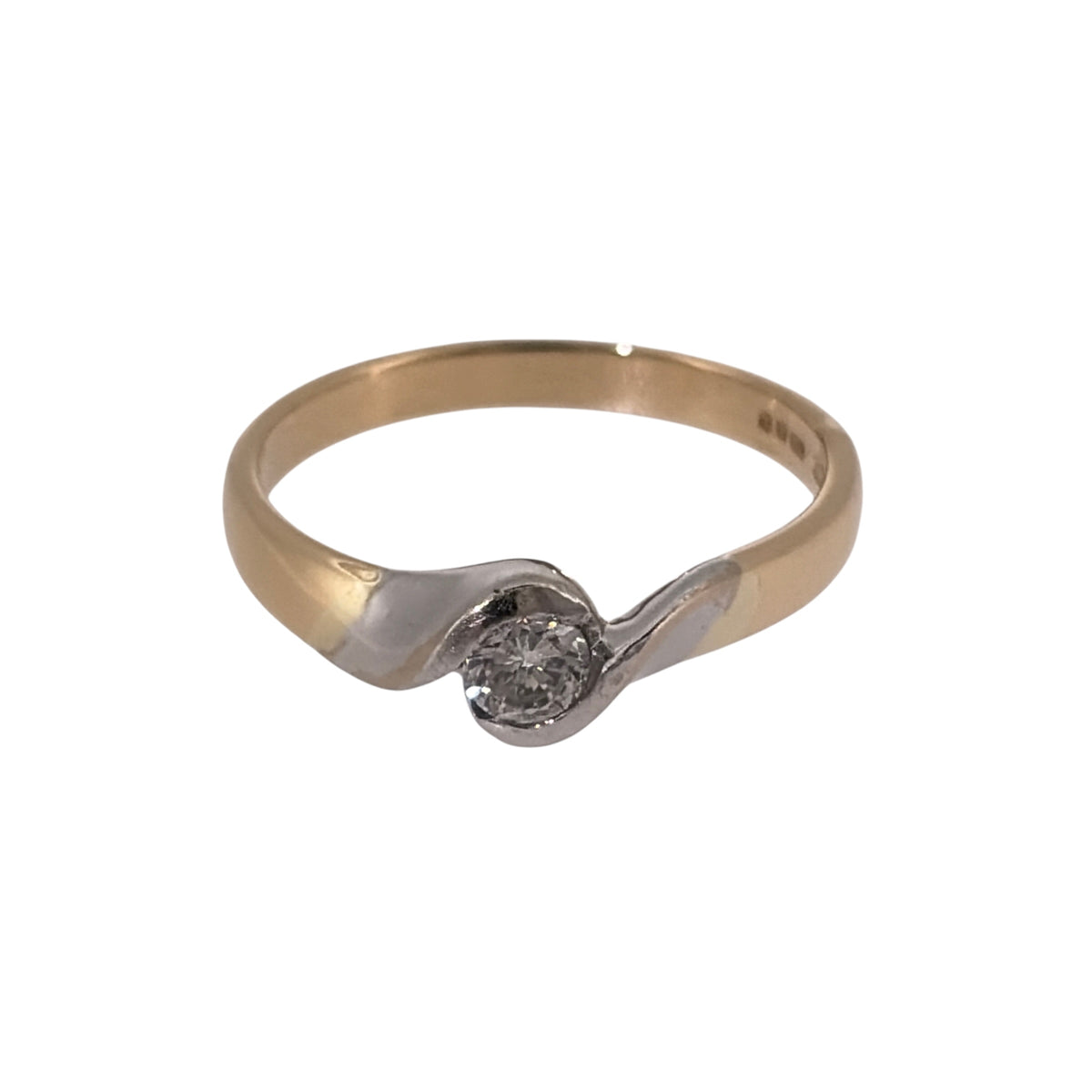 18ct Gold & Diamond Twist Solitaire Ring