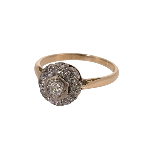 Add a classic piece to your jewellery collection with this pre-owned 18ct yellow gold and diamond cluster ring, featuring a decorative diamond-set front with approximately 0.15ct of diamonds.

Design: The ring features a traditional cluster design, with multiple diamonds arranged together to create an elegant and timeless appearance.
Material: Made from 18ct yellow gold, offering a warm gold finish that complements the diamonds.