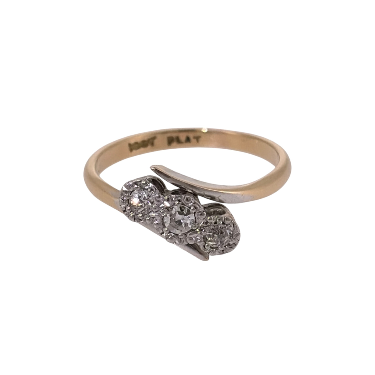 18ct Gold & Platinum Diamond Trilogy Twist Ring