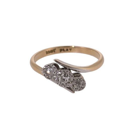 18ct Gold & Platinum Diamond Trilogy Twist Ring