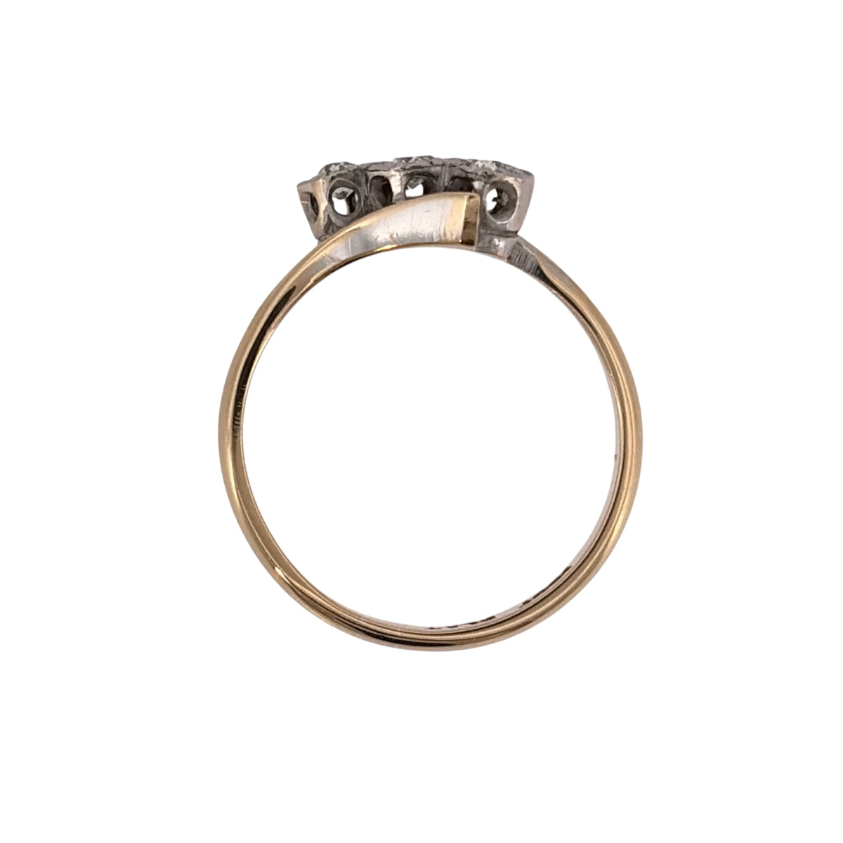 18ct Gold & Platinum Diamond Trilogy Twist Ring