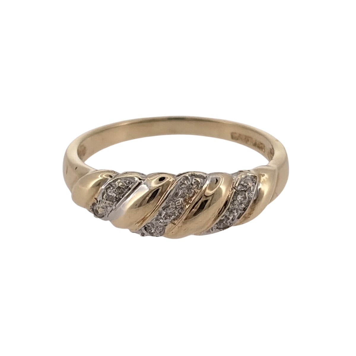 9ct Gold & Cubic Zirconia Twist Band Ring