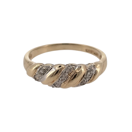 9ct Gold & Cubic Zirconia Twist Band Ring