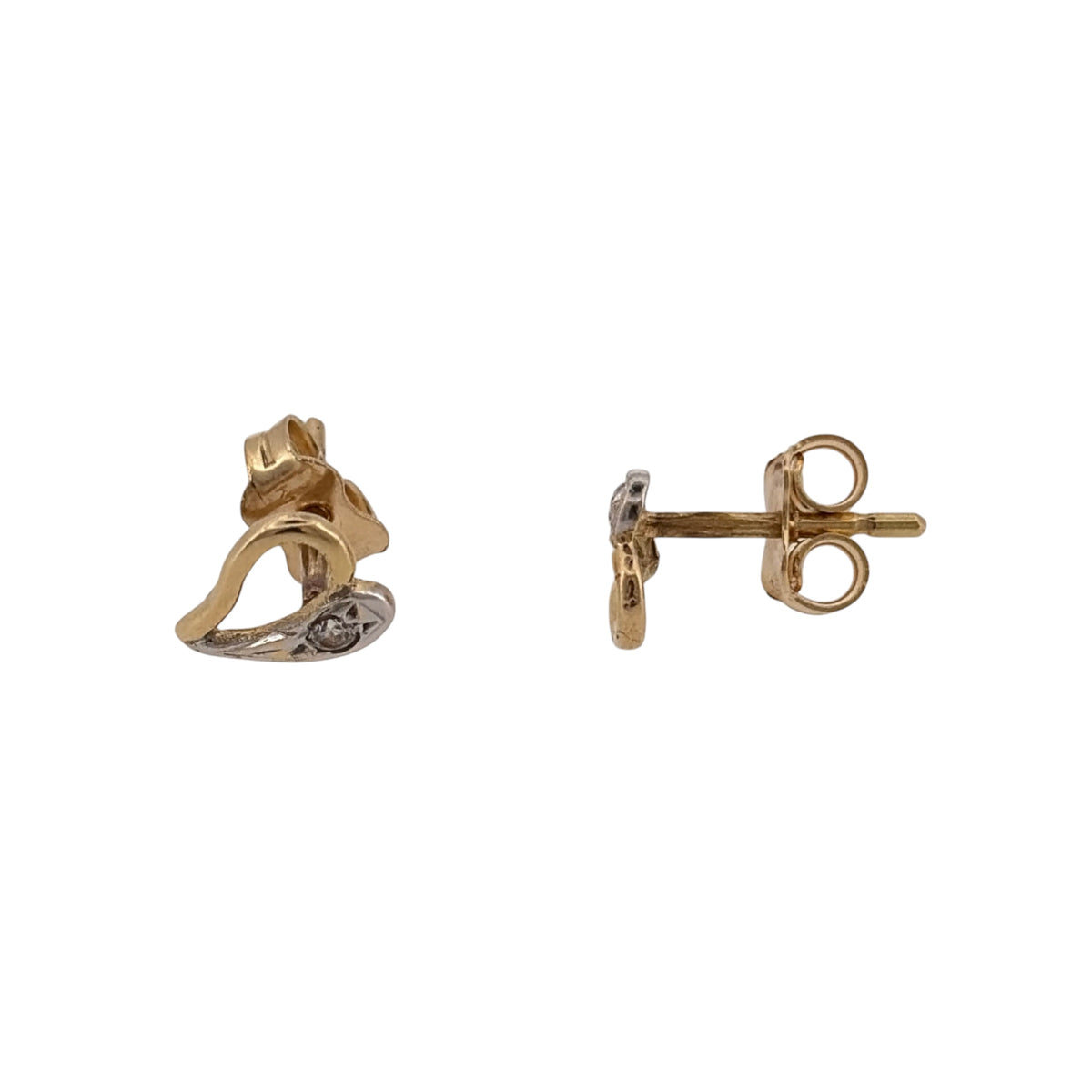 18ct Gold & Cubic Zirconia Heart Stud Earrings