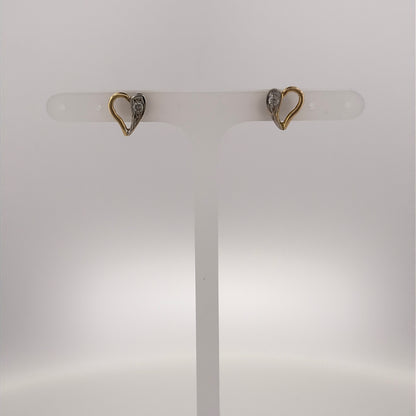 18ct Gold & Cubic Zirconia Heart Stud Earrings