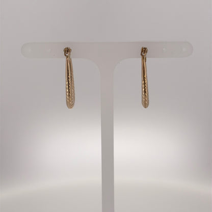 9ct Gold Twist Oval Creole Earrings