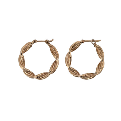 9ct Gold Twist Hoop Creole Earrings