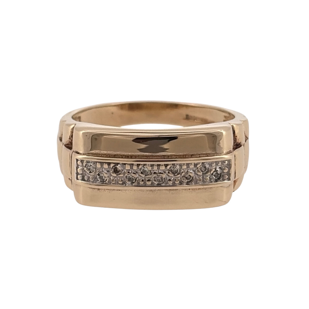 9ct Gold & Diamond Wide Signet Ring