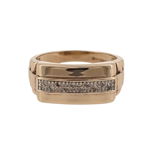 9ct Gold & Diamond Wide Signet Ring