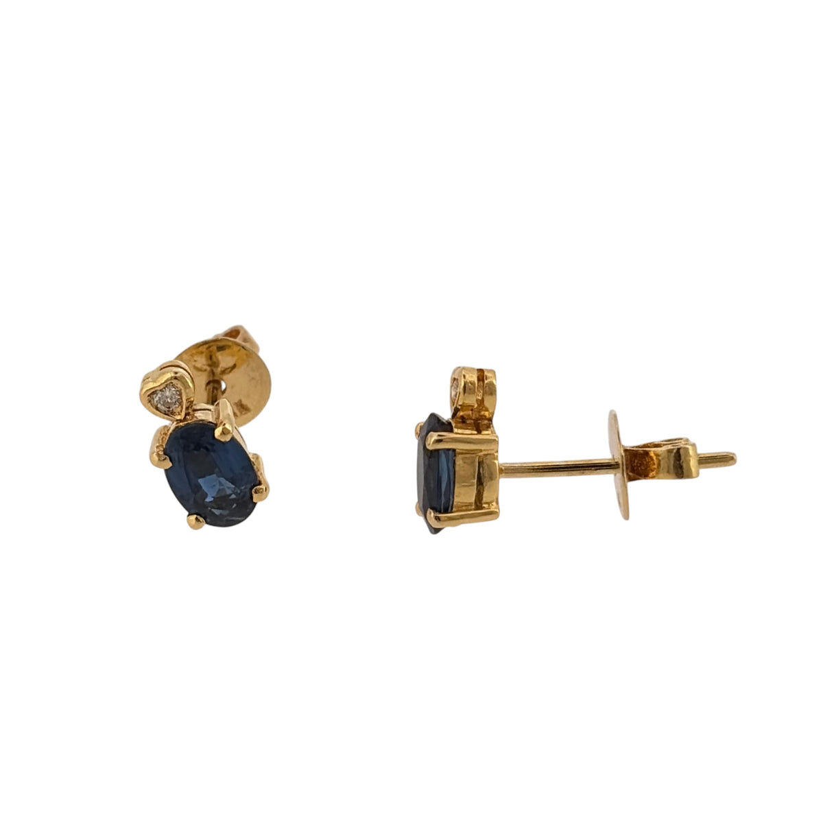 18ct Gold Diamond & Sapphire Stud Earrings