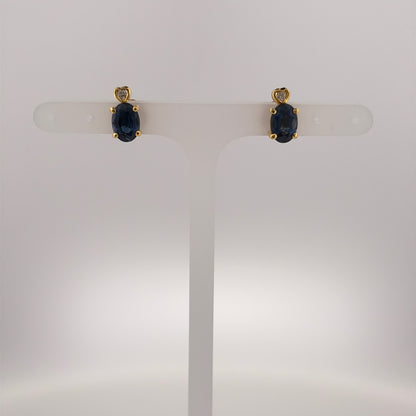 18ct Gold Diamond & Sapphire Stud Earrings
