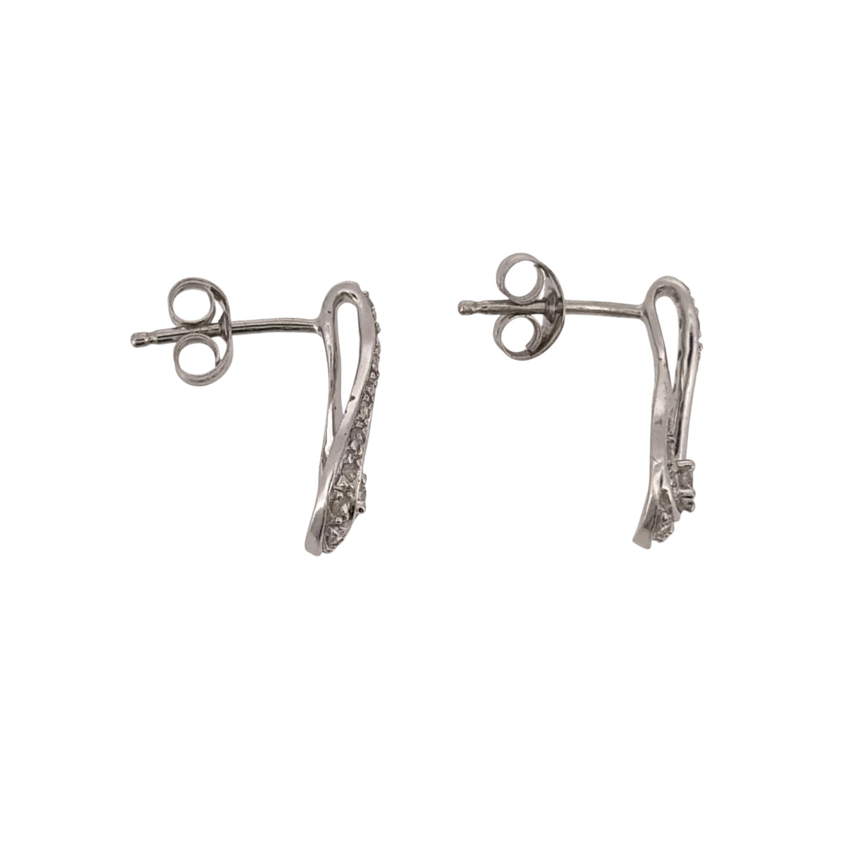 9ct White Gold & Diamond Swirl Stud Earrings