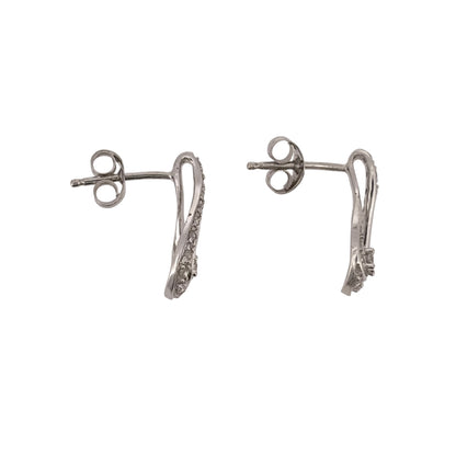 9ct White Gold & Diamond Swirl Stud Earrings