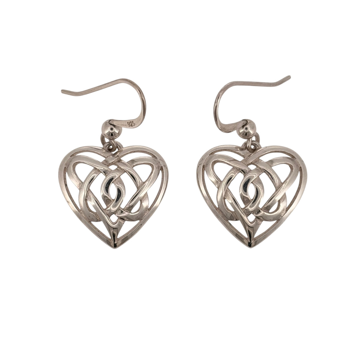925 Silver Celtic Heart Drop Earrings