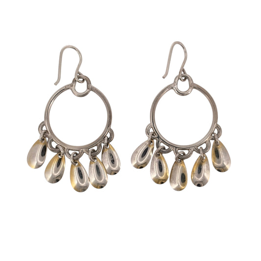 925 Silver Dangle Hoop Drop Earrings