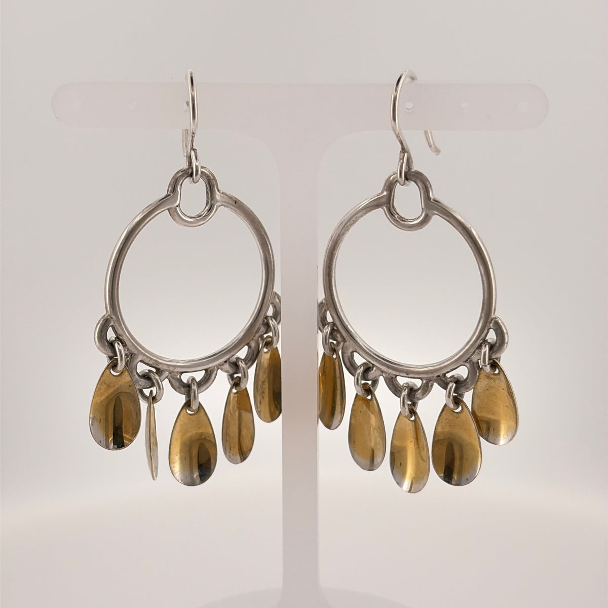 925 Silver Dangle Hoop Drop Earrings
