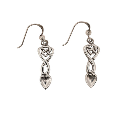 925 Silver Celtic Heart Lovespoon Drop Earrings