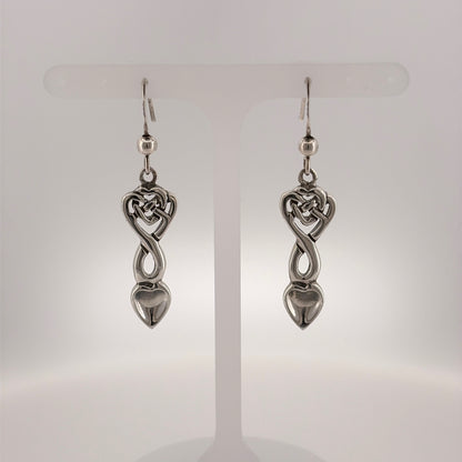 925 Silver Celtic Heart Lovespoon Drop Earrings