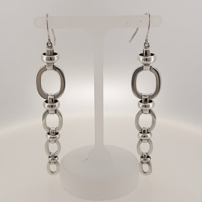 925 Silver Link Drop Earrings