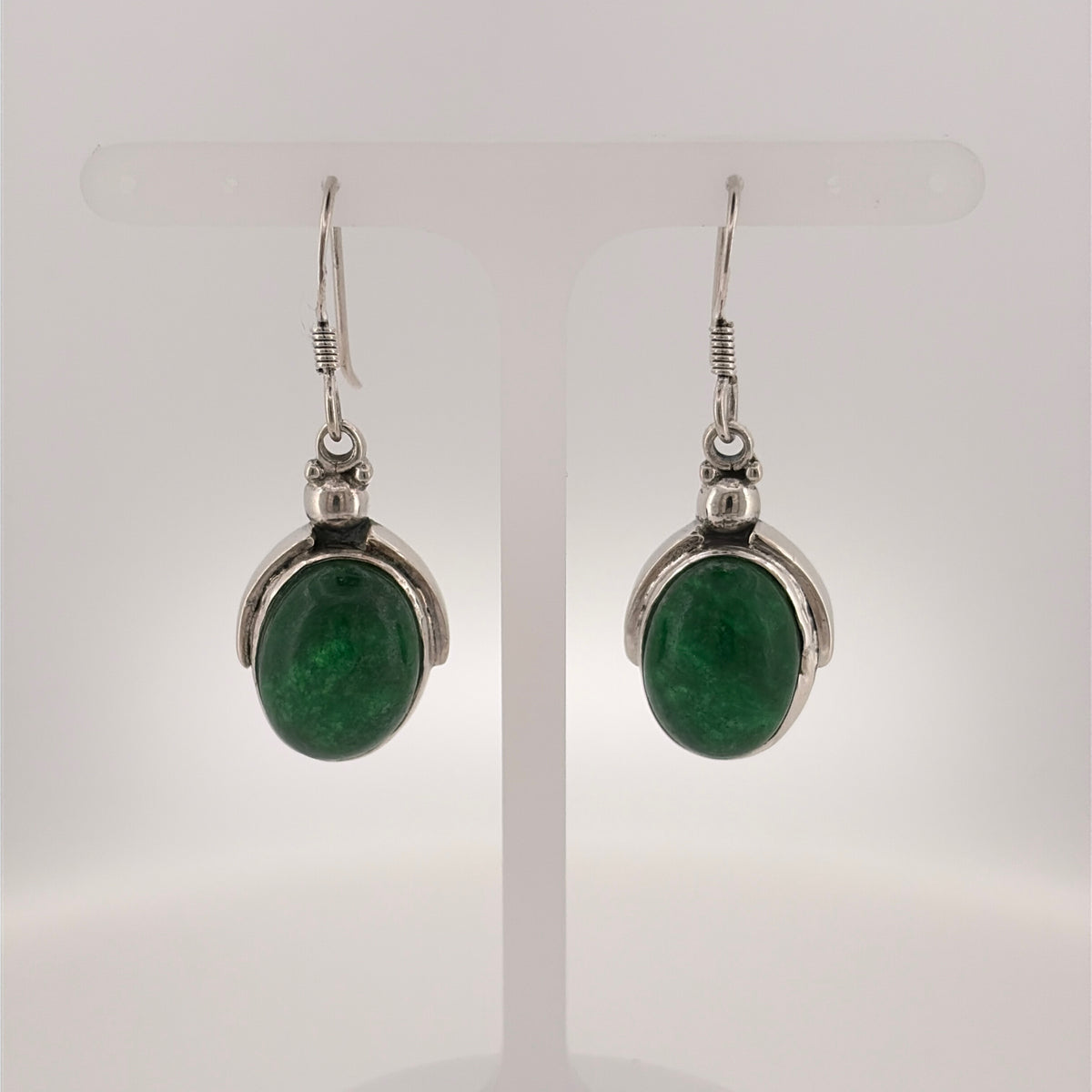 925 Silver & Green Stone Bug Drop Earrings