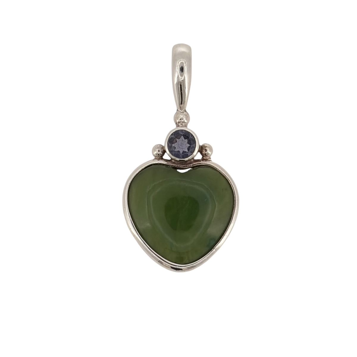 925 Silver Green & Purple Heart Pendant