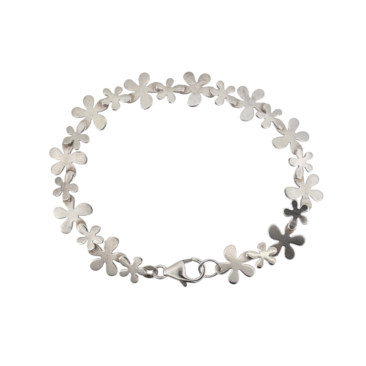 925 Silver 7.5" Flower Link Bracelet