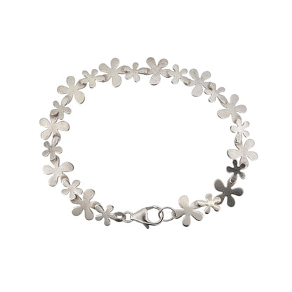 925 Silver 7.5" Flower Link Bracelet