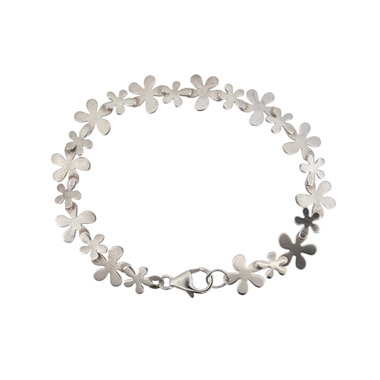 925 Silver 7.5" Flower Link Bracelet