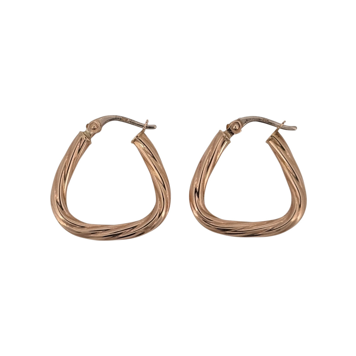 9ct Gold Twisted Triangle Creole Earrings