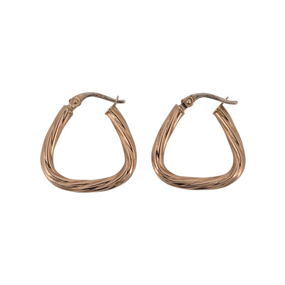9ct Gold Twisted Triangle Creole Earrings