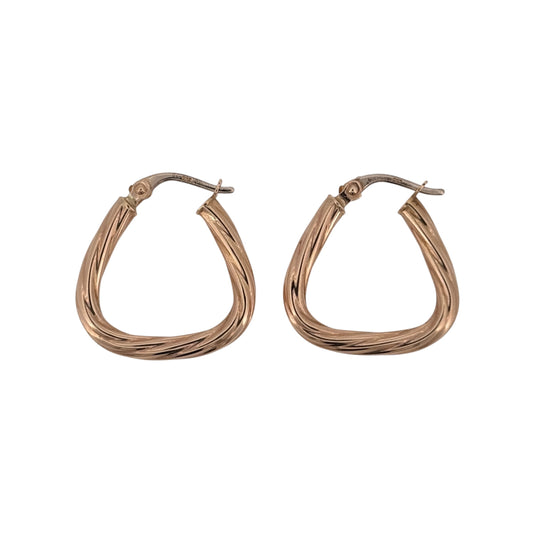 9ct Gold Twisted Triangle Creole Earrings