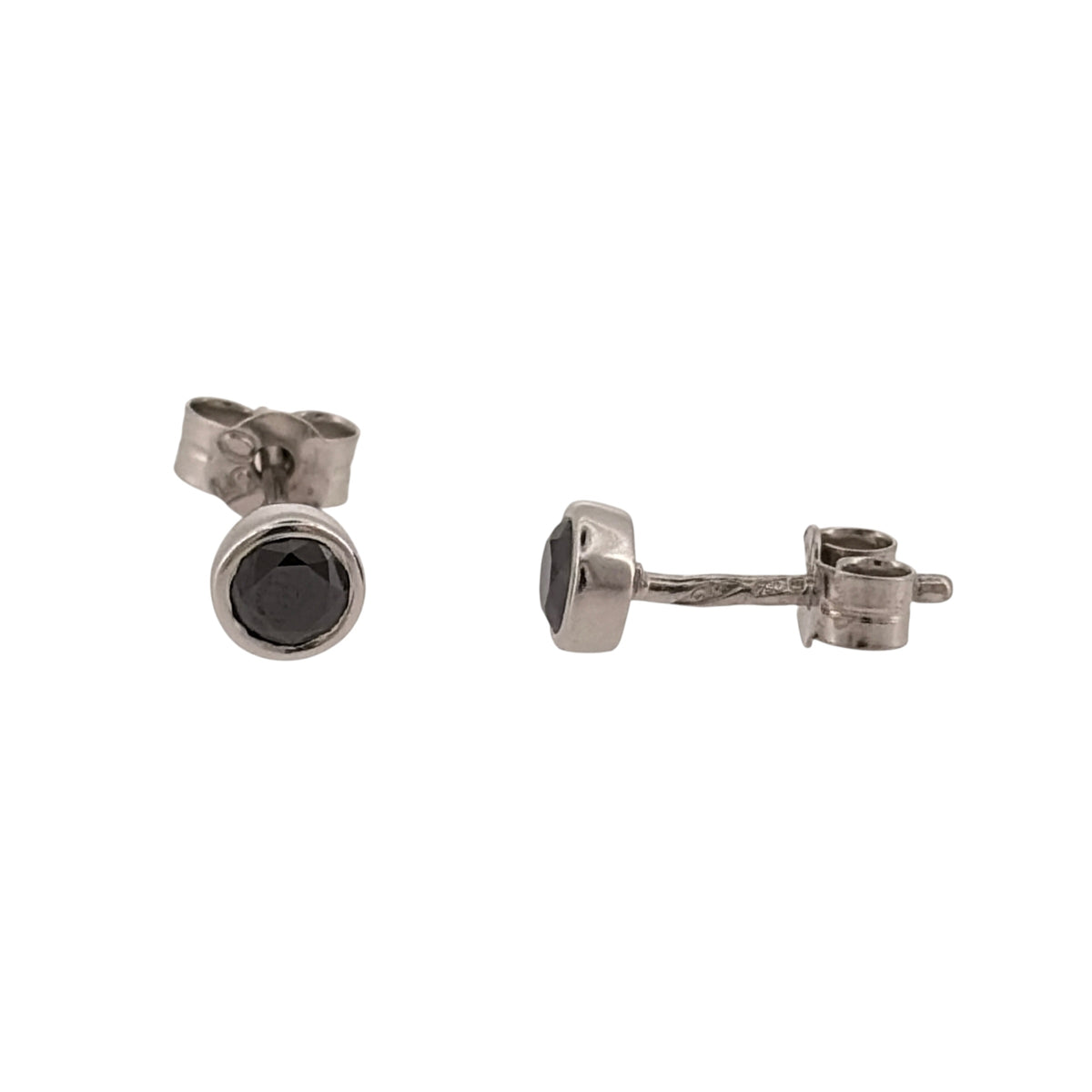 18ct White Gold & Black Diamond Stud Earrings