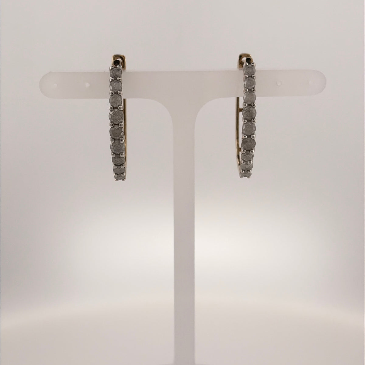 9ct Gold & Diamond Oval Creole Earrings