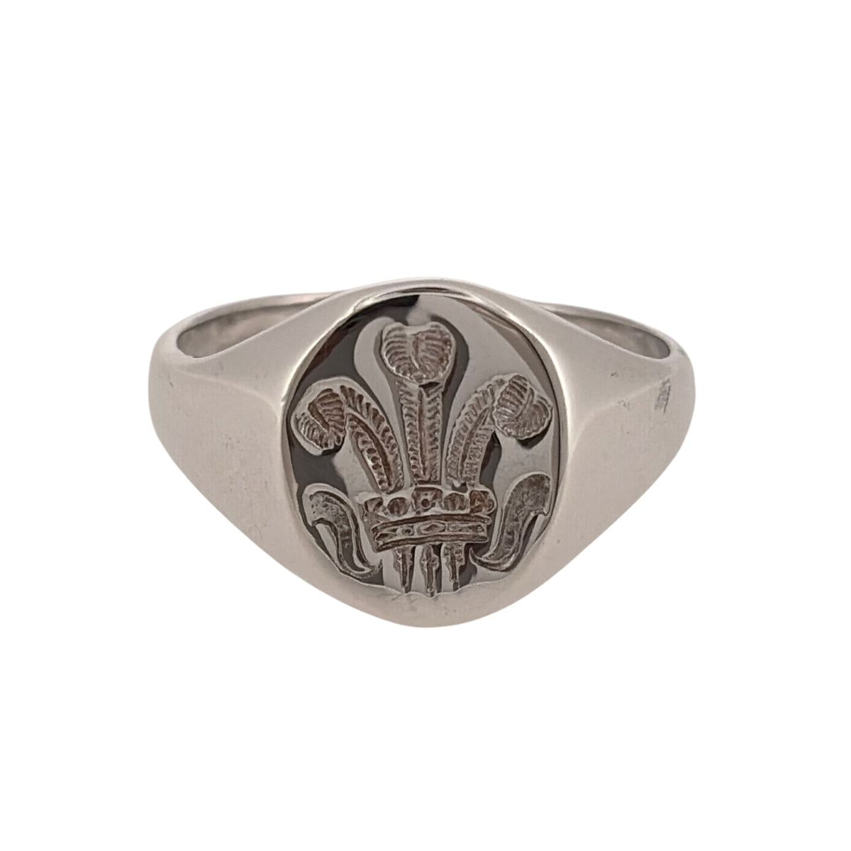 925 Silver Oval Three Feathers Signet Ring