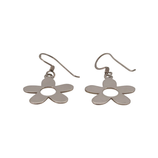 Add a delicate floral touch to your jewellery collection with these pre-owned 925 sterling silver flower drop earrings, featuring a pretty flower-inspired design and a classic silver finish.

Design: The earrings feature a decorative floral design, creating an elegant and feminine appearance suitable for everyday wear or special occasions.
Material: Made from 925 sterling silver, offering a timeless silver finish that complements the flower detailing.