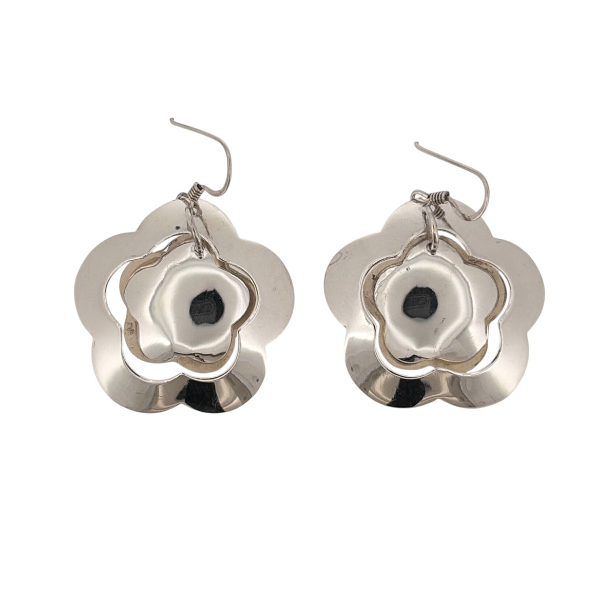 925 Silver Flower Drop Earrings