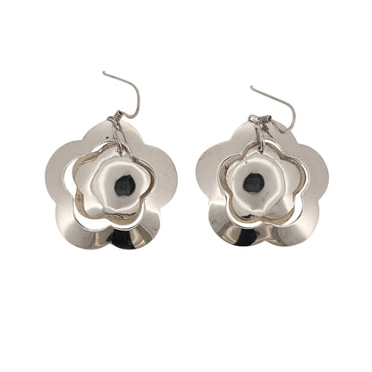 925 Silver Flower Drop Earrings