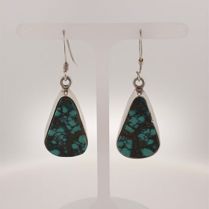 925 Silver & Blue Speckle Stone Drop Earrings