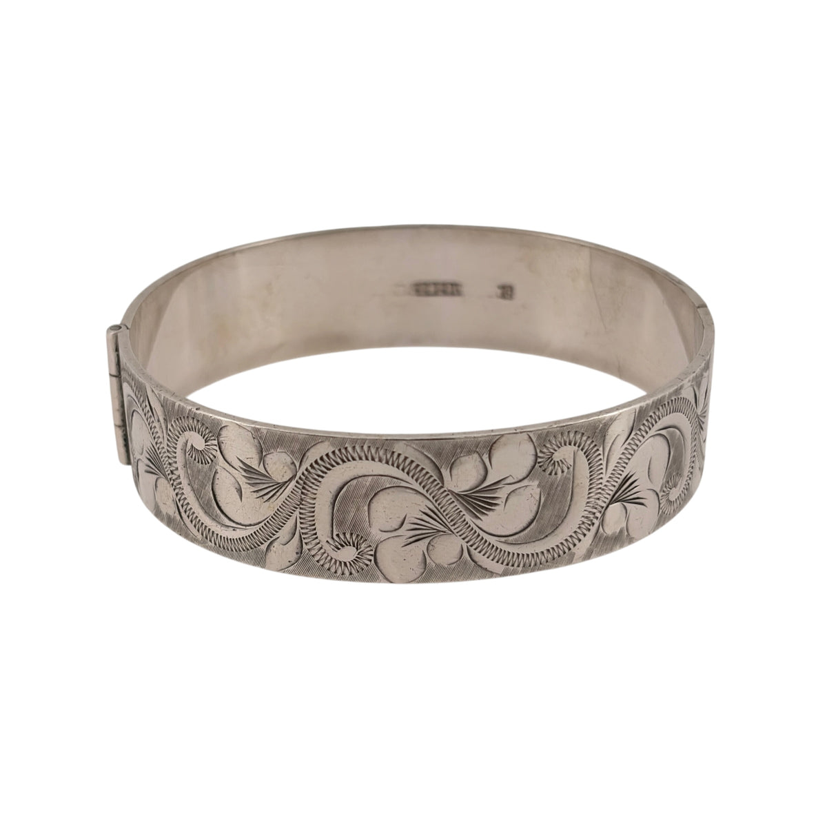 925 Silver Patterned Hinged Bangle