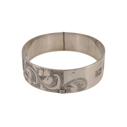 925 Silver Patterned Hinged Bangle