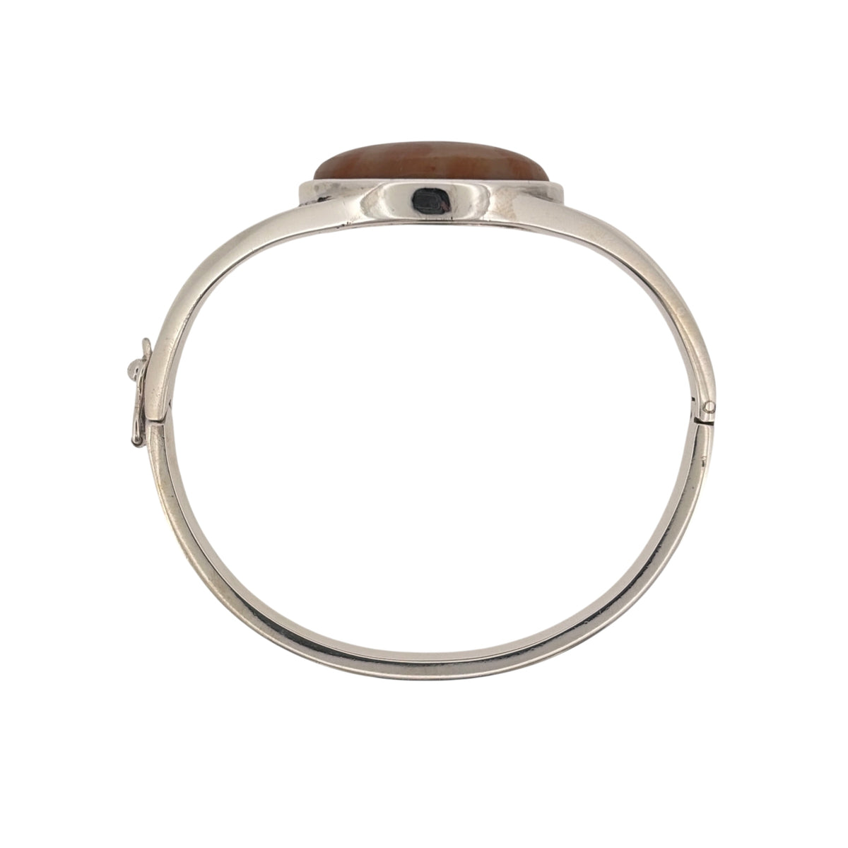 925 Silver & Orange Agate Stone Hinged Bangle